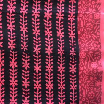 Preview: PINK-BLACK-FLORAL-VISCOSE Indischer-Hand-Block-Print